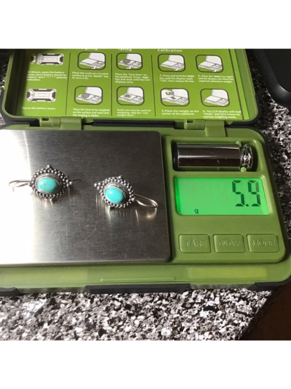 Sterling Silver Turquoise Earrings Vintage Dangle 5.9g 1.25” - Picture 8 of 8